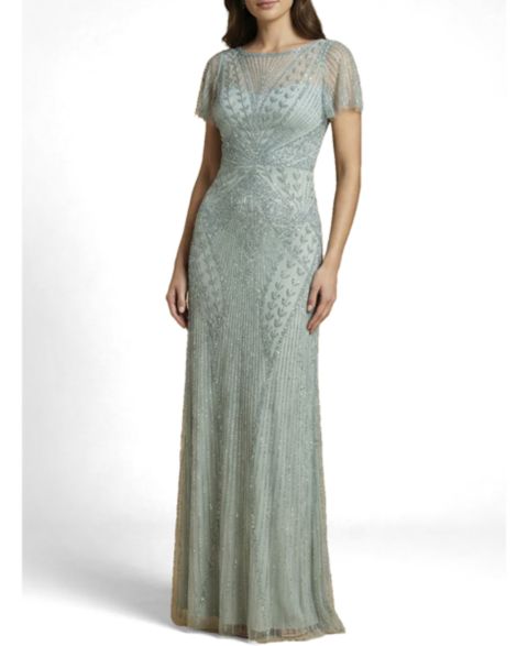 Женские платья Lara Beaded Flutter Sleeve Gown, цвет: Пыльный зелёный