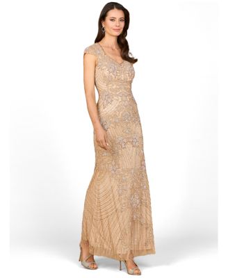 Women's Beaded Cap Sleeve Gown