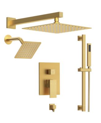 10" High-Pressure Rainfall Shower Faucet with Handheld Spray and Slide Bar Wall Mount Dual Shower Head System