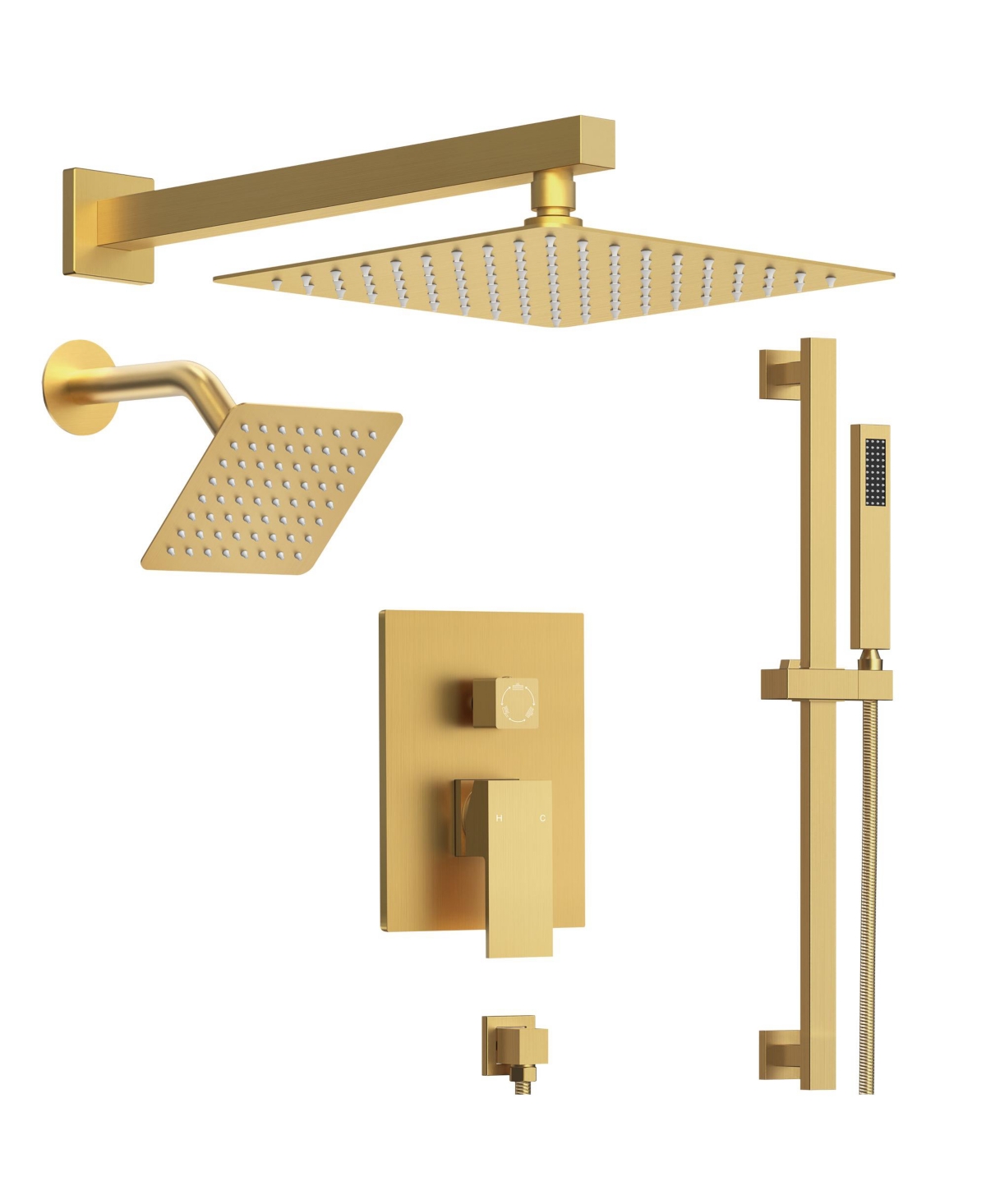 Everstrein 10" High-Pressure Rainfall Shower Faucet with Handheld Spray and Slide Bar Wall Mount Dual Shower Head System