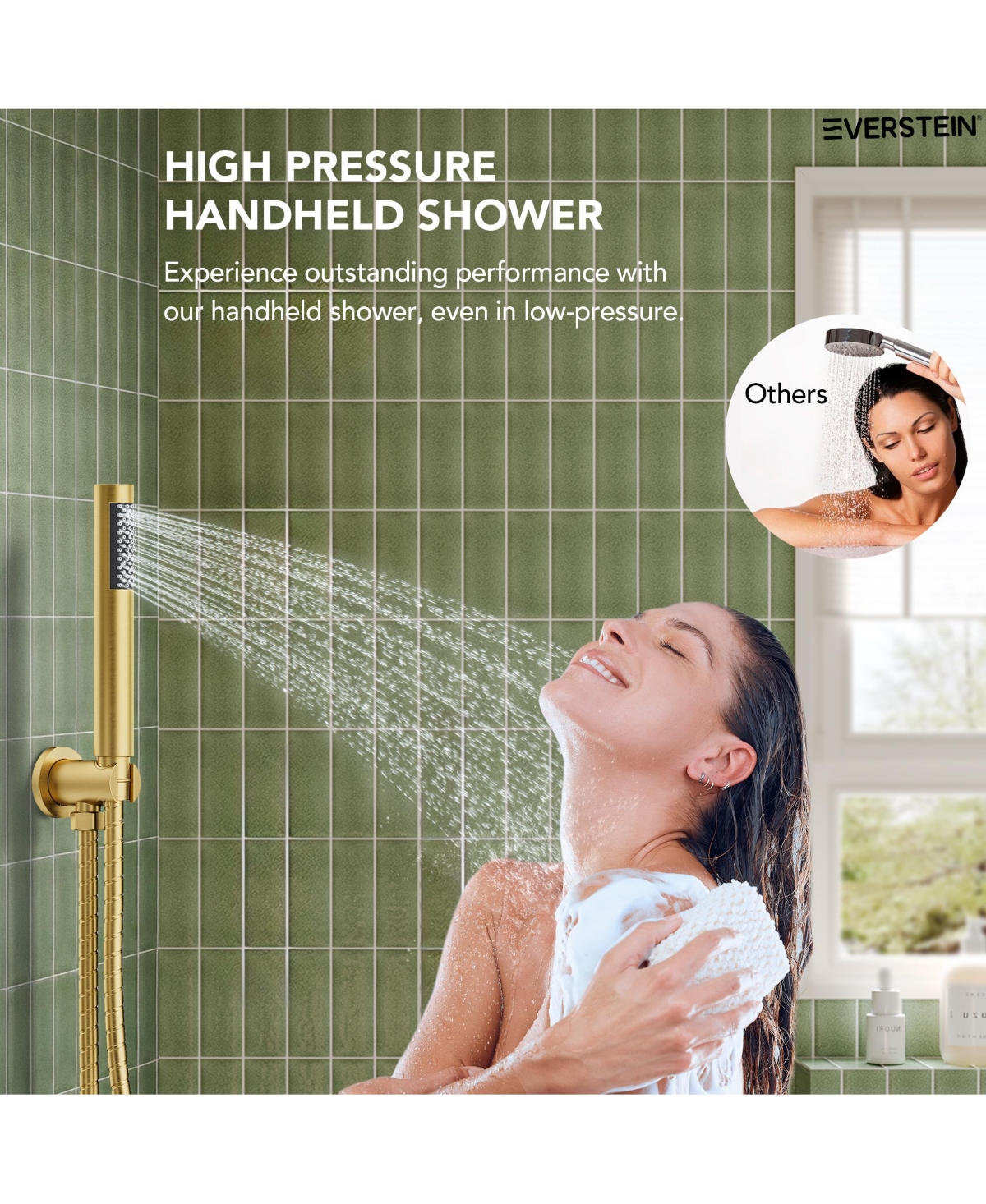 Everstrein Wall Mount 3-Functions Shower Head System 10" Shower Faucet Set with Tub Faucet Spout 1.8/2.5 Gpm