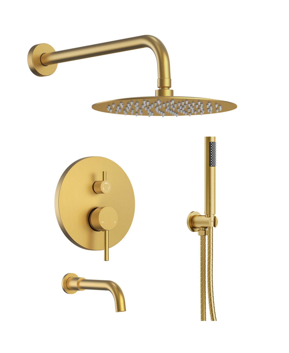 Everstrein Wall Mount 3-Functions Shower Head System 10" Shower Faucet Set with Tub Faucet Spout 1.8/2.5 Gpm