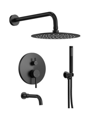 Wall Mount 3-Functions Shower Head System 10" Shower Faucet Set with Tub Faucet Spout