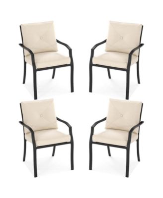 Outdoor Patio Dining Chair Set of 4 Stackable Garden Chairs with Metal Frame