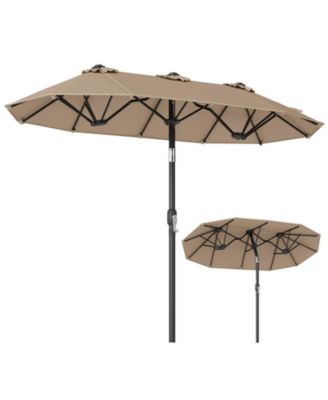 Double-Sided Patio Umbrella w/Push Button Tilt Crank Handle 3 Air Vents for Pool