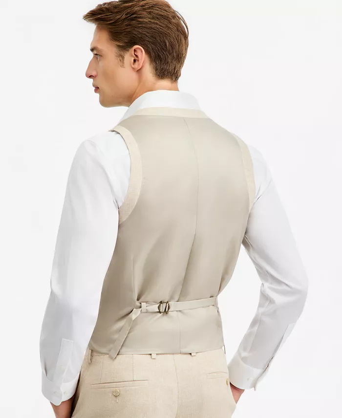 Men's Slim-Fit Linen-Blend Suit Separates Vest - thumbnail 6