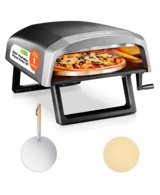 Portable Pizza Oven with Rotating Pizza Stone, Rain Cover, Regulator, and Hose - Suitable for Outdoor and Indoor Use