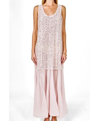 Women's Sequins Overlay Chiffon Maxi Dress