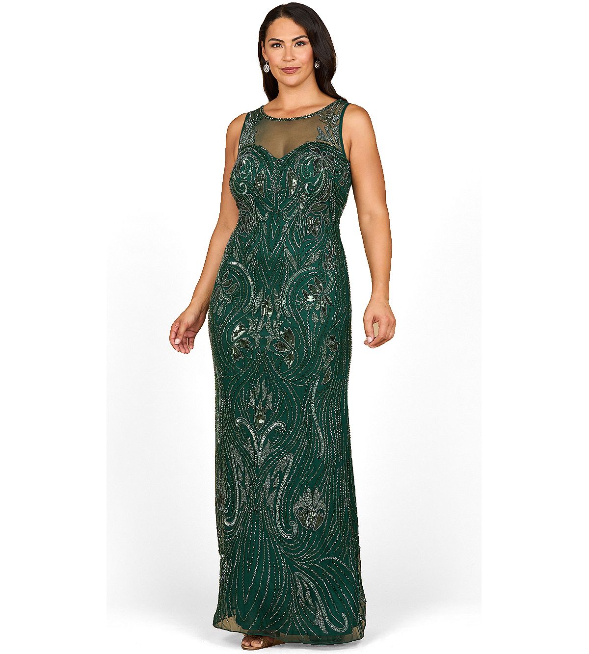 Lara Women's Beaded High Neckline Gown view 1 — MAYCSS fashion products