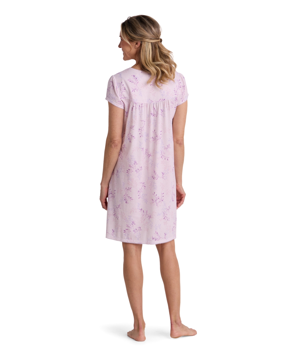 Miss Elaine Women's Short-Sleeve Solid Short Gown