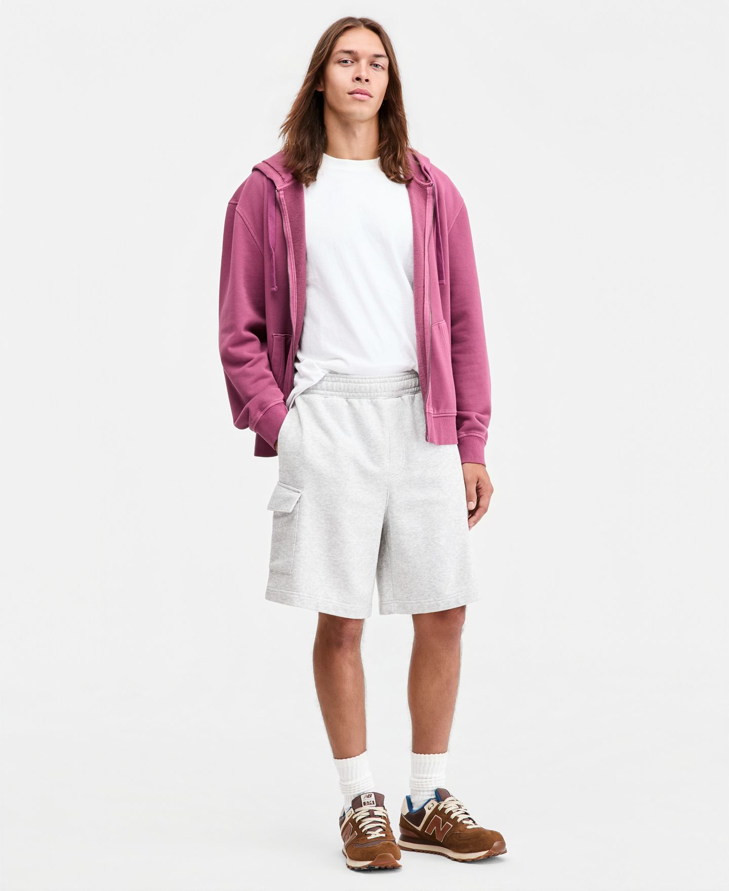 Мужские шорты Sun + Stone Heathered Utility Terry, цвет: Сланцевый меланжевый — фото 2