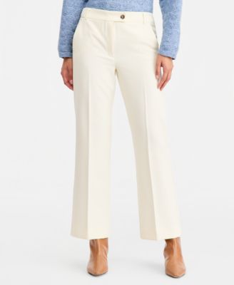 Women's Ivory/Cream Straight Dress Pants & Trousers