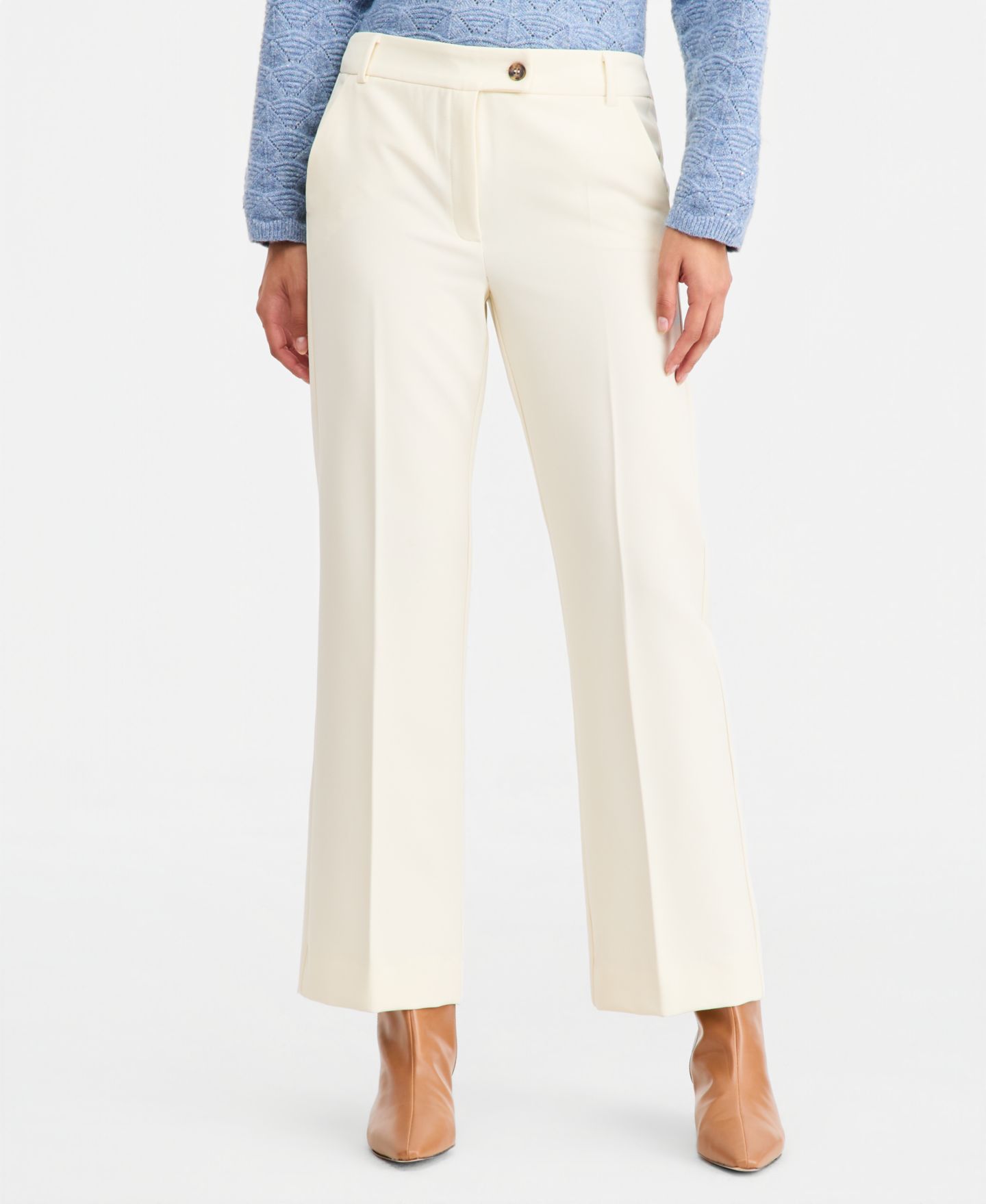 Женские брюки Emme Marella Emmghinea Wide-Leg High-Rise Stretch, цвет: Слоновая кость — фото 2