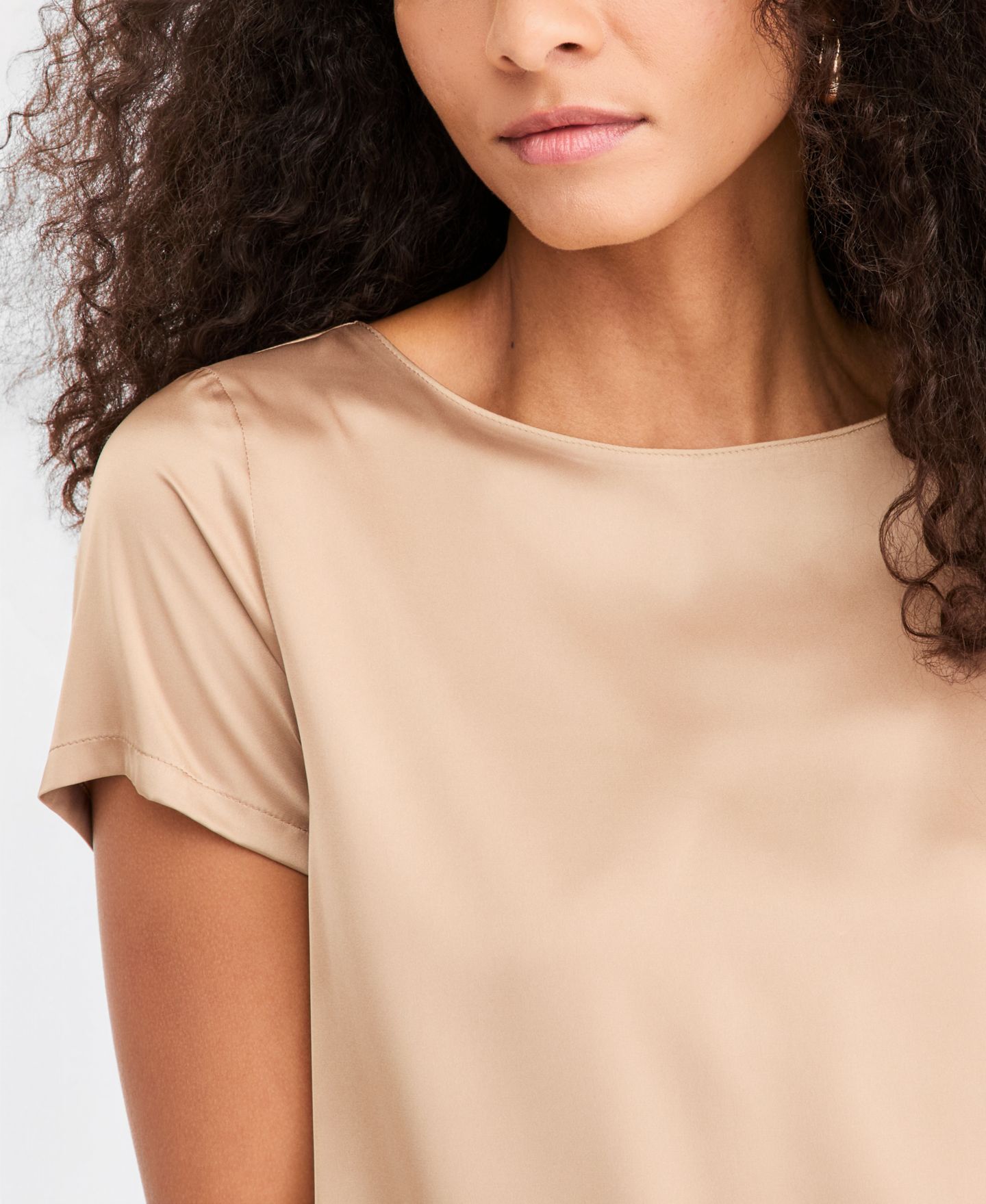 Женская блузка Emme Marella Emmpanteon Boat Neck Satin Lightweight-Stretch, цвет: Медовый — фото 2