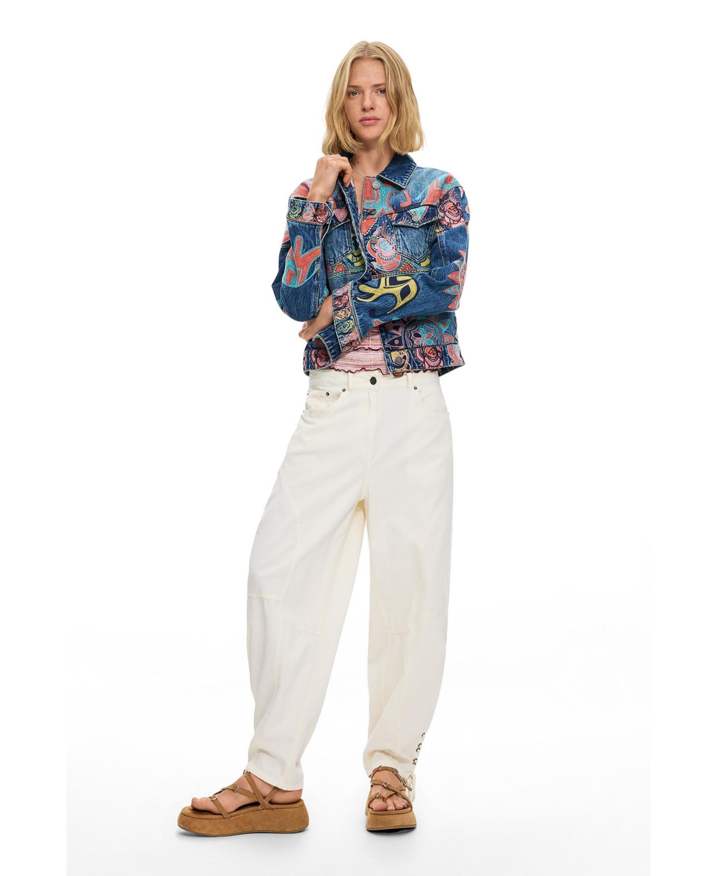 Женская куртка Desigual Printed Jacket 100% Cotton, цвет: Средний синий — фото 2