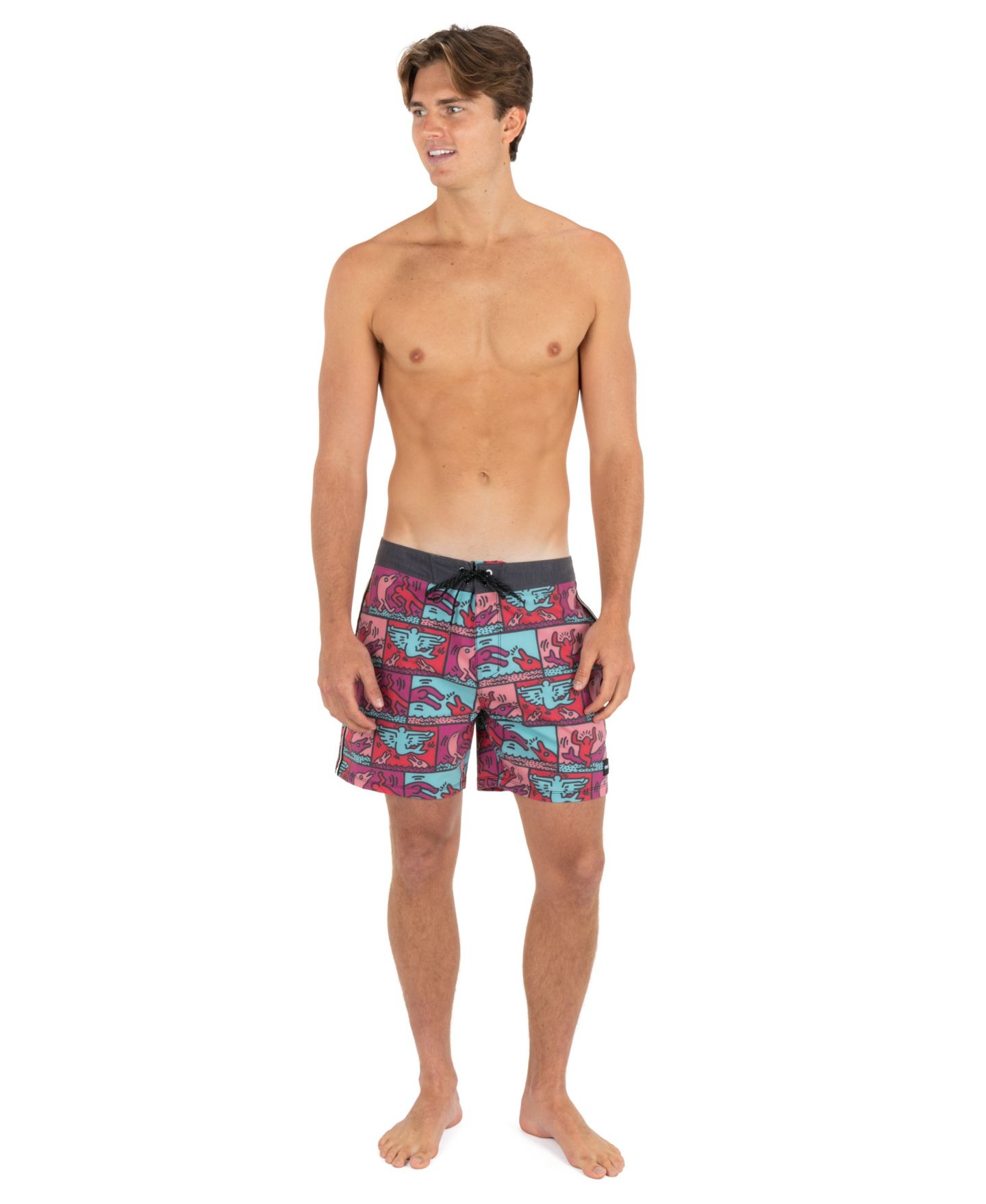 Пляжные шорты Regular-Fit для мужчин — Hurley, цвет: Розовый / Синий — фото 2