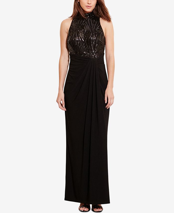 Lauren Ralph Lauren Sequined-Bodice Jersey Gown & Reviews - Dresses ...