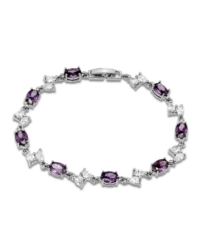 Pear, Oval Amethyst Cubic Zirconia Bracelet