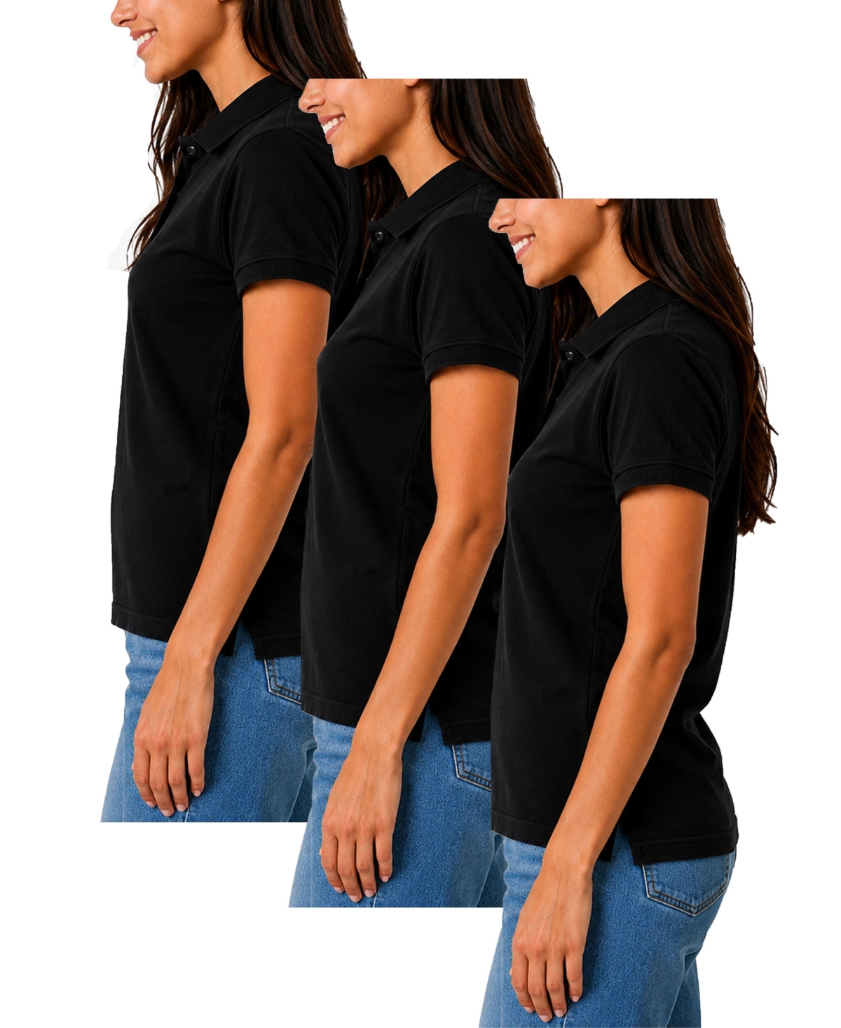 Galaxy By Harvic Women's Short Sleeve School Uniform Pique Polo Shirt- Pack