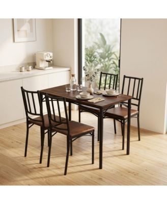 Dining Table Set,Bar Table with 4 Benches