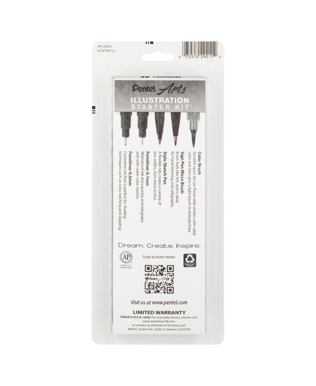 Pentel Arts Illustration Starter Kit, 5-pack