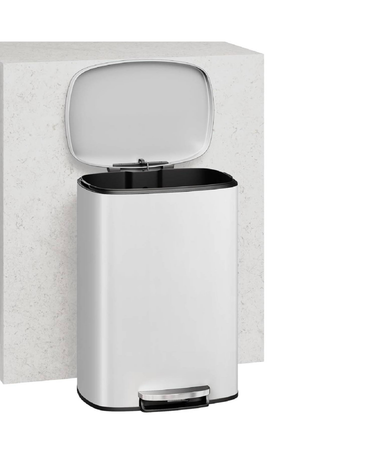 gaomon 13 Gal+2.6 Gal Stainless Steel Step-On Garbage Bin Combo Set, Kitchen Trash Can for Kitchen, White
