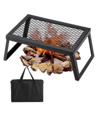 Folding Campfire Grill ,  Steel Mesh Grate with Legs and Carry Bag
