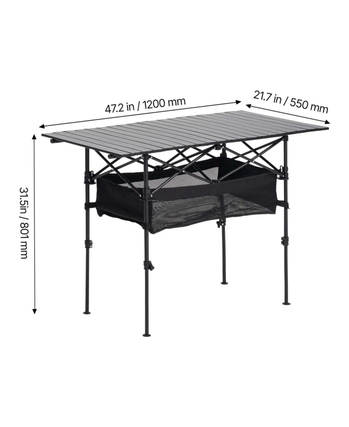 Yiortwo Folding Portable Camping Table, Aluminum Roll Up Picnic Table with Storage Bag