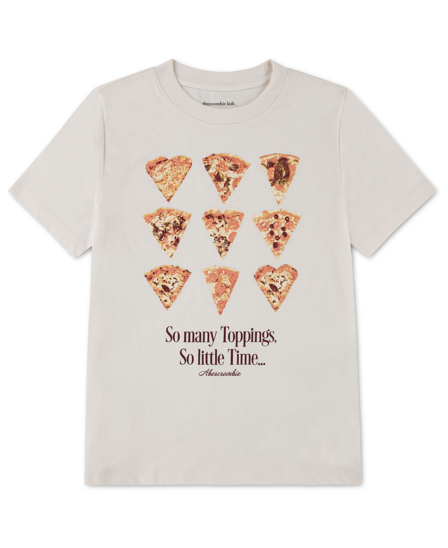 Детская футболка abercrombie kids Pizza оверсайз с коротким рукавом, 5-16, цвет: Молочный белый — фото 1