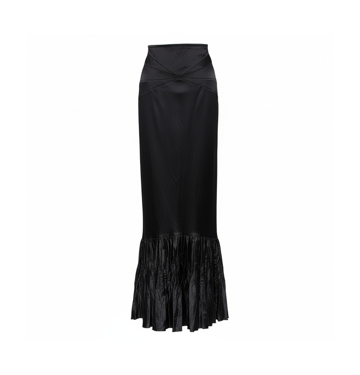 Pre-Owned Roberto Cavalli Women's Satin Ruffle Hem Detail Maxi Skirt - Black