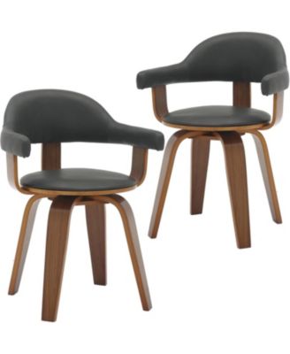 Brivo Upholstered Dining Chair Set of 2 with Swivel, Leather and Poplar Wood Frame, Open-Back Design with Armrests for Kitchen and Dining