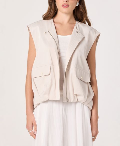 Женские куртки ASTR the Label Women's Radley Band Collar Sleeveless Cargo Vest Jacket