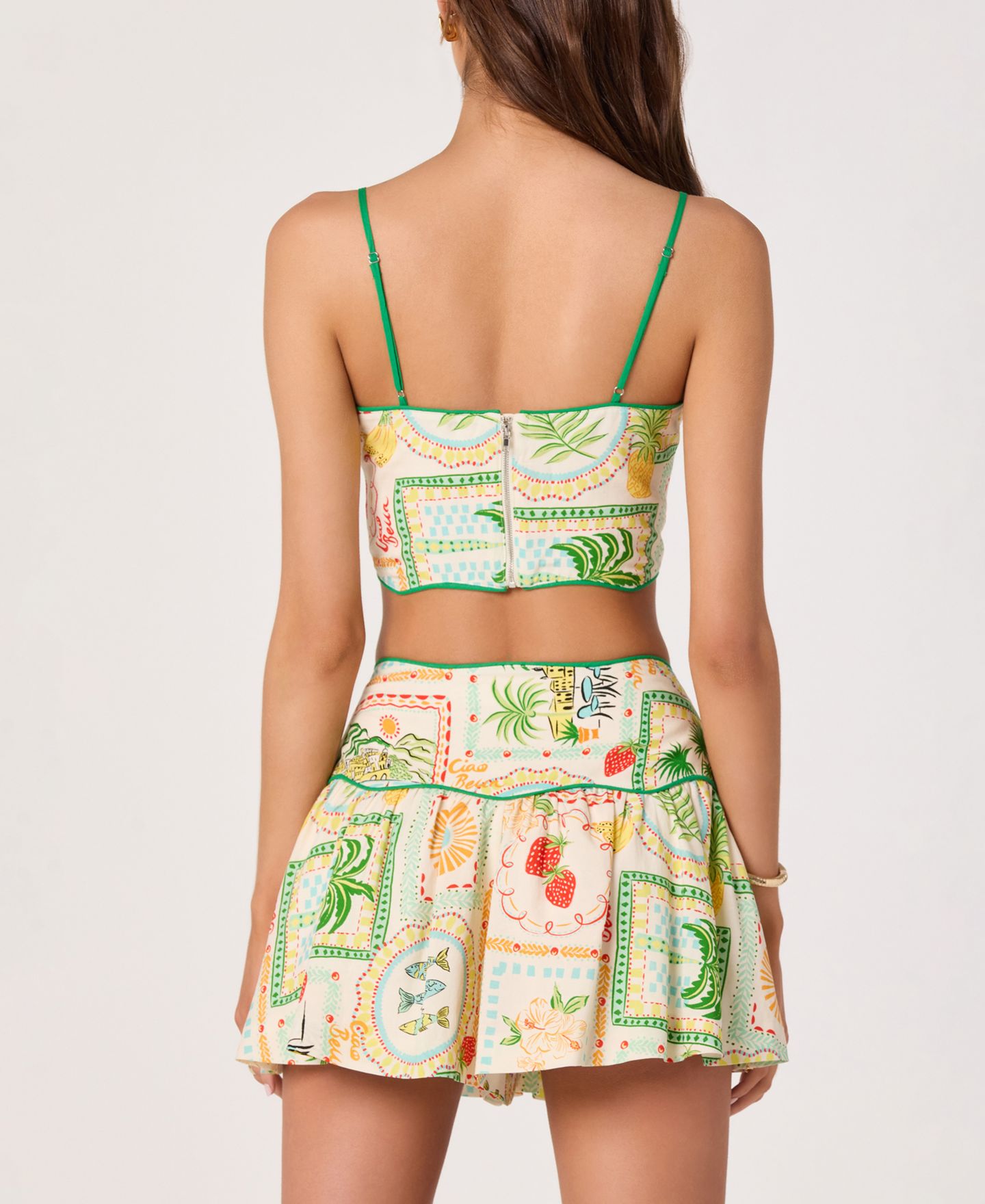 Женский топ ASTR the Label Heidi Printed Sleeveless Cropped, цвет: Зелёный жёлтый — фото 4