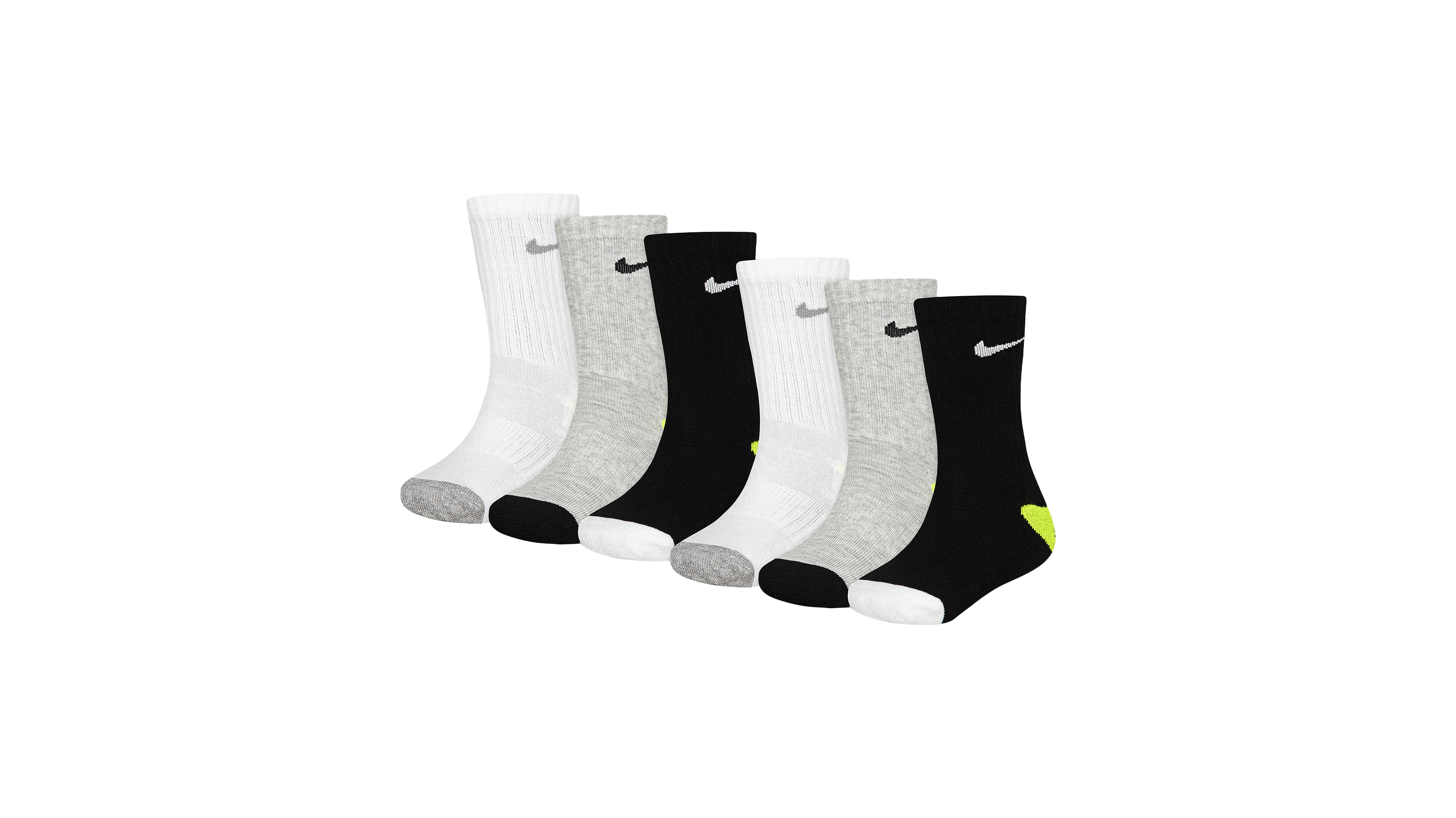 Nike Boys' and Girls' 4-7 Smiley Dri-fit Crew Socks, 6-Pack