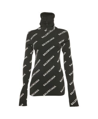 Women's Logo Print Rib Knit Turtleneck Sweater