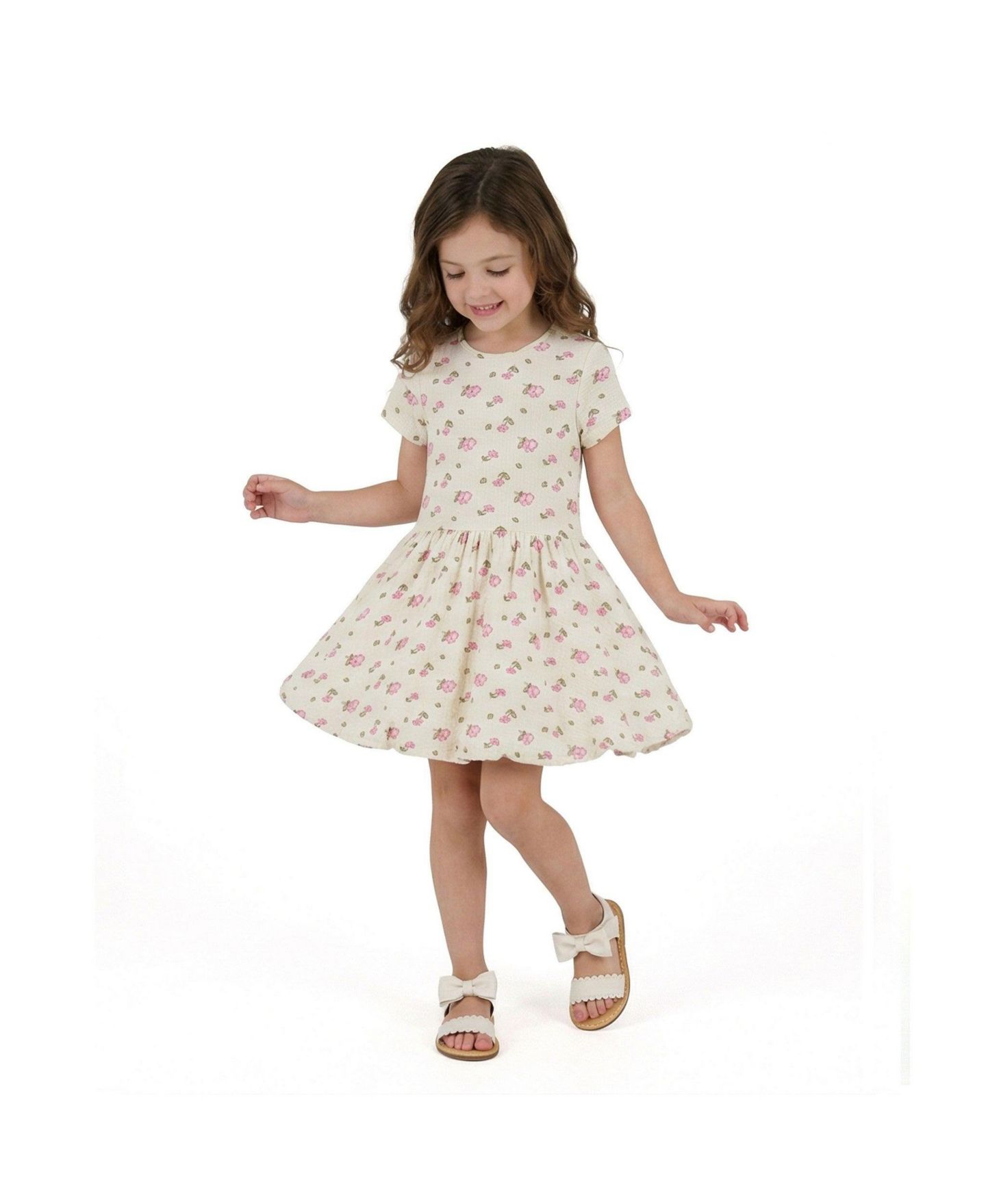 Платье Andy & Evan Blush Floral Knit Seersucker Bubble Dress для девочек, цвет: Розовый с принтом — фото 2