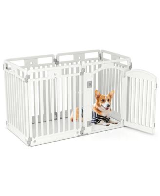 6-Panel Tall Foldable Dog Playpen Indoor Outdoor Pet Fence with Locking Door
