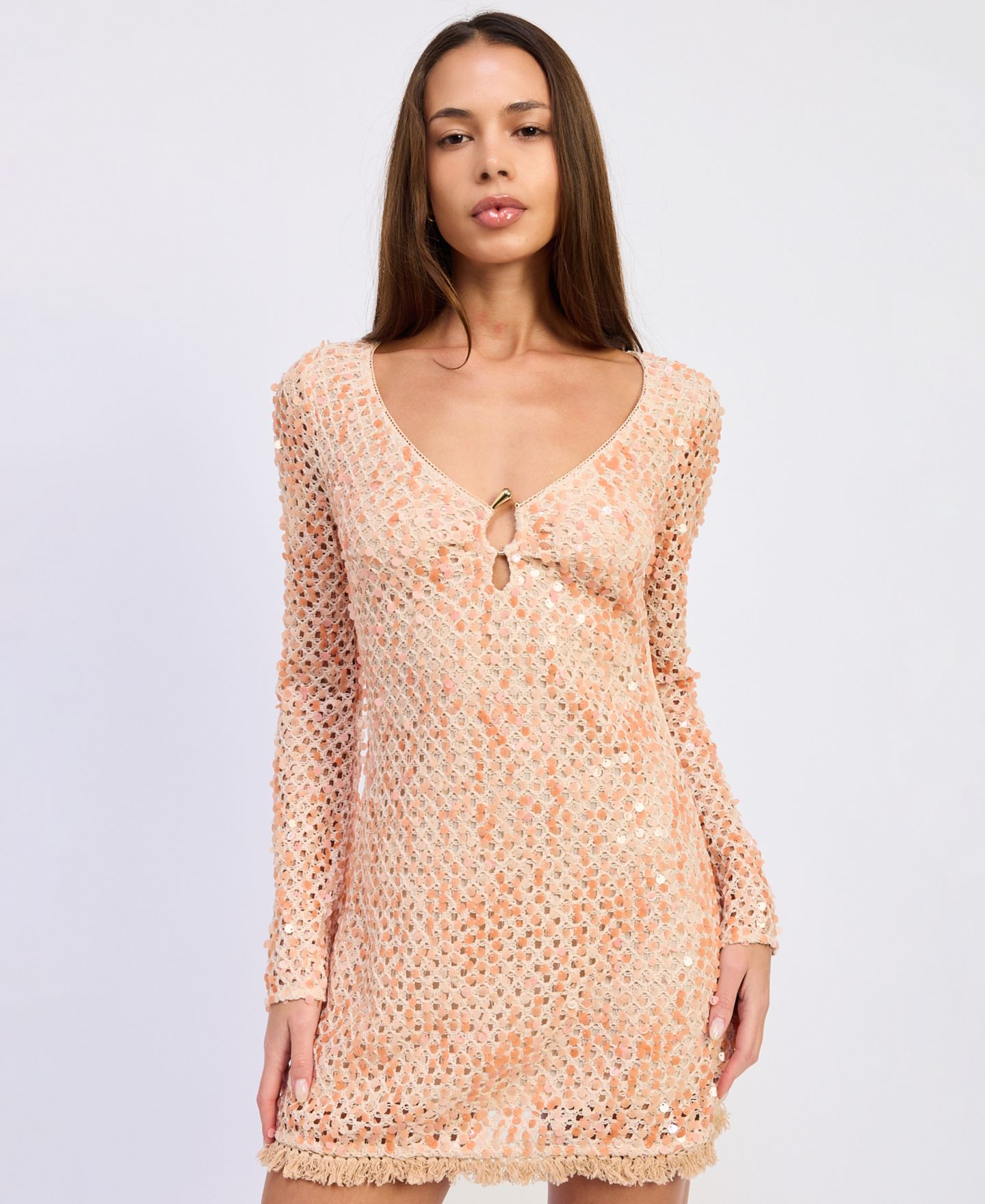 Женское платье En Saison Gigi Long-Sleeve Mini, цвет: Персиковый — фото 3