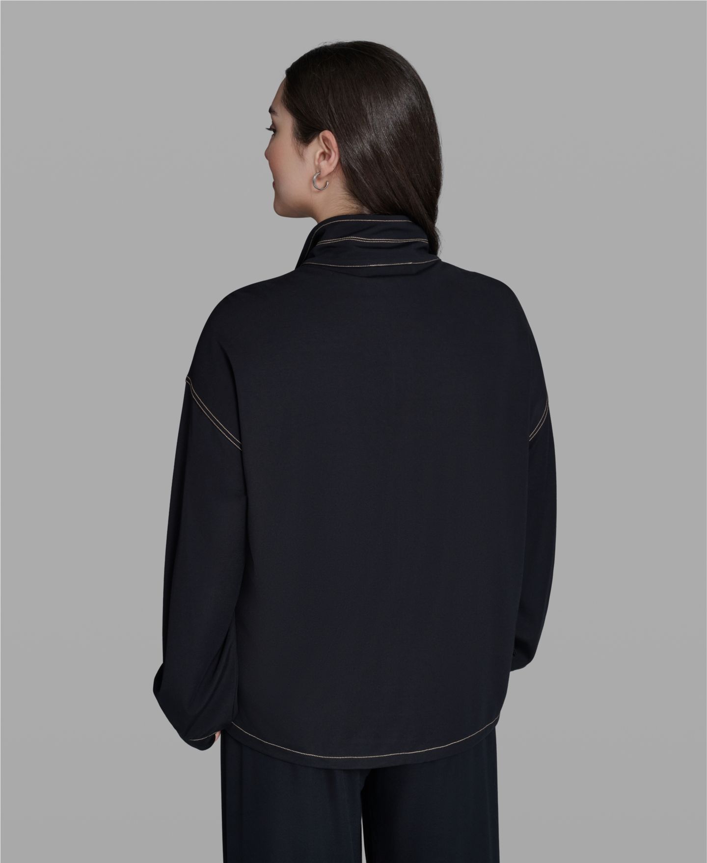Женская куртка KARL LAGERFELD PARIS Plus Size Mock-Neck Zip-Front, цвет: Тёмно-синий — фото 5