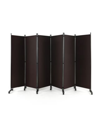 6-Panel Foot Rolling Room Divider with Lockable Wheels for Indoor Privacy