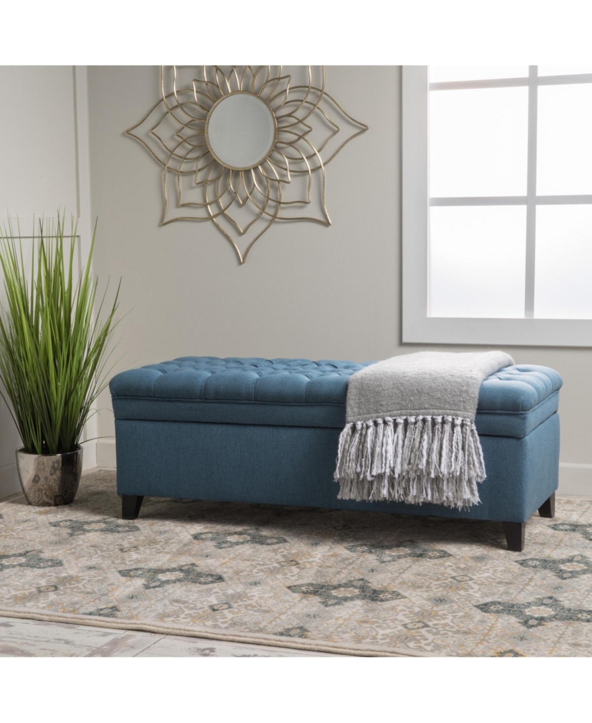 flynama Navy Blue Storage Ottoman