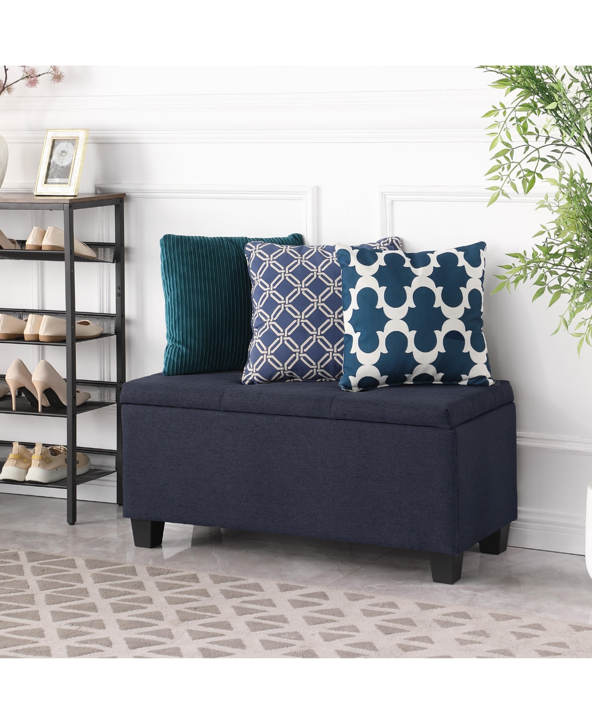 flynama 3-In-1 Tufted Linen Storage Ottoman Bench Combination