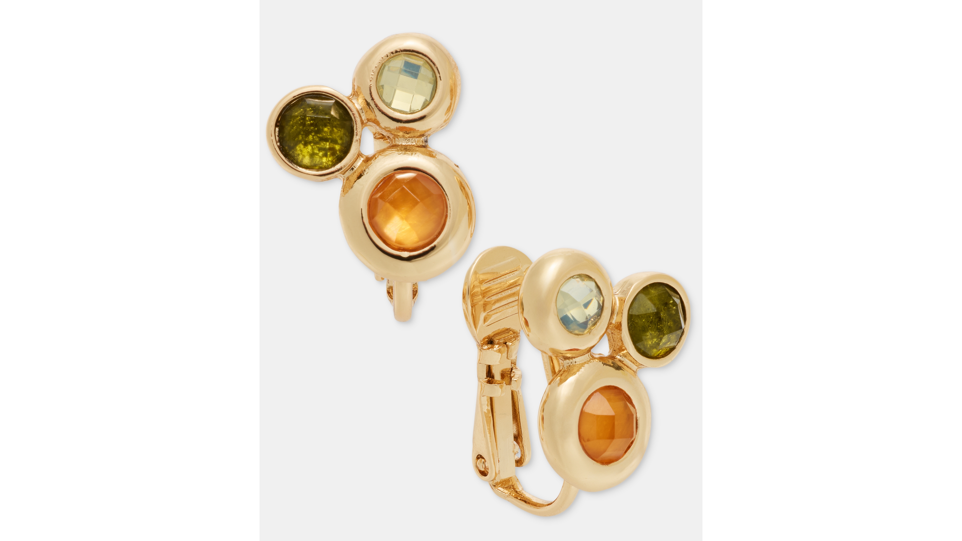 Anne Klein Stone Cluster Clip-On Button Earrings