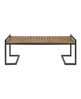 Industrial Acacia Wood and Iron Bench