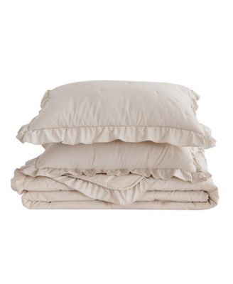 Linery and Co. Dot Stitch Ruffled Quilt Set With Shams