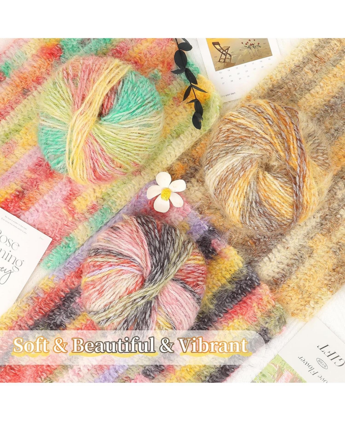 Aeelike 6-Piece Gradient Yarn Set for Crocheting, 50g Each, Soft Ombre Yarn Skeins for Diy Blankets Scarves Hats