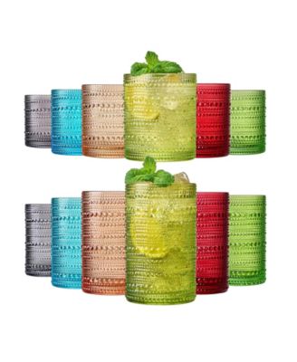 Hobnail Highball Tumbler Glasses, Set of 12