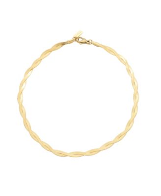 St. Moran Tarnish-Resistant 18k Braided Heringbone Chain Amina Anklet - Gold
