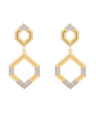 Gold Hexagon Pave Esme Drop Earrings