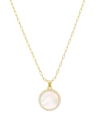 Gold Natural Imitation Pearl Halo Serra Pendant Necklace